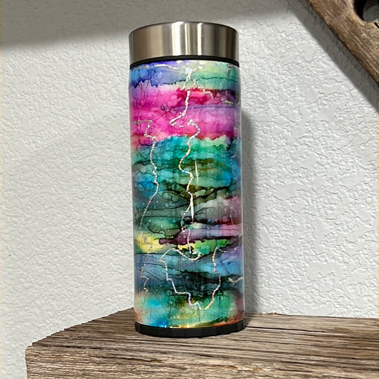 Watercolor and Foil slim can cooler