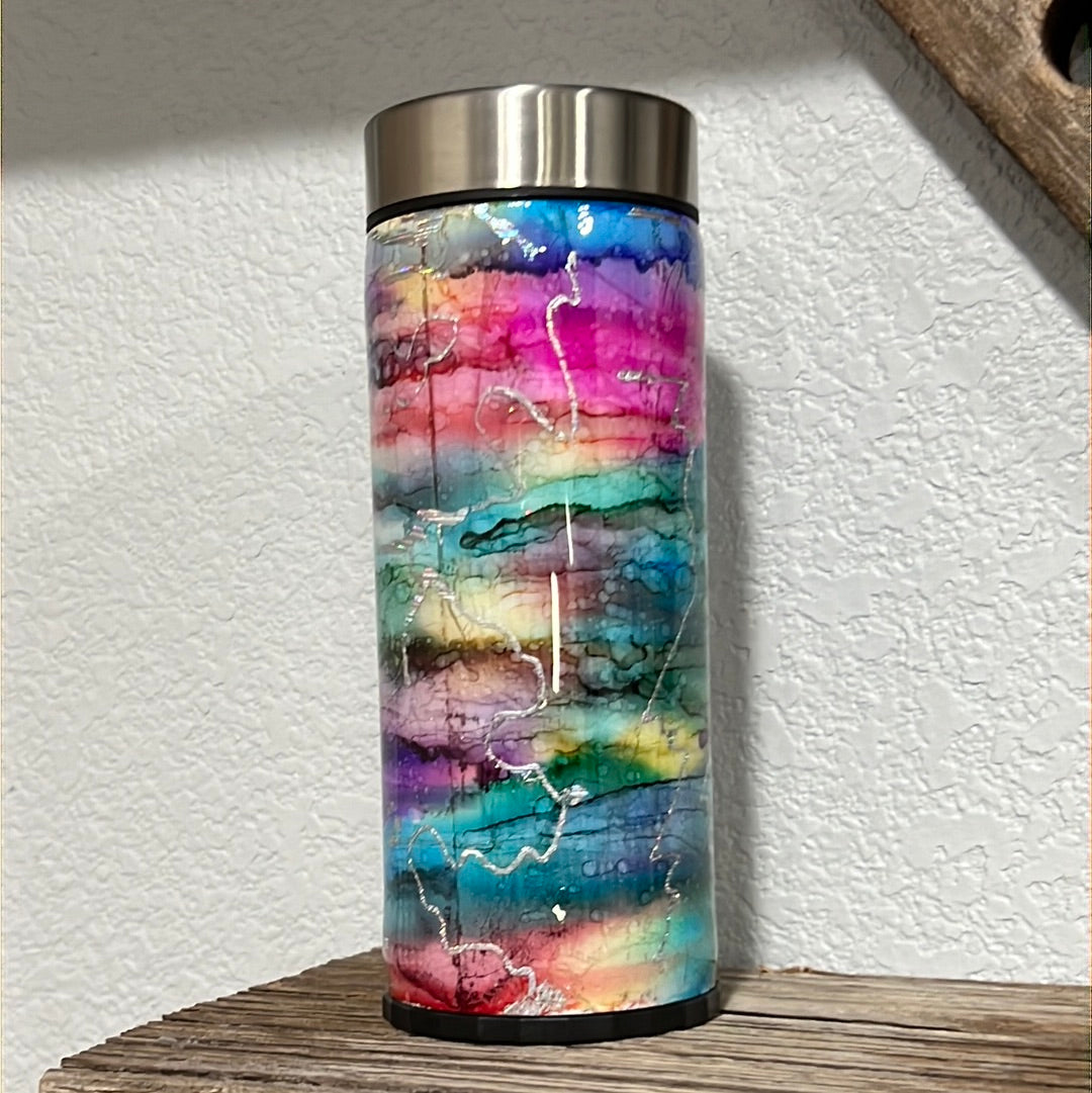 Watercolor and Foil slim can cooler