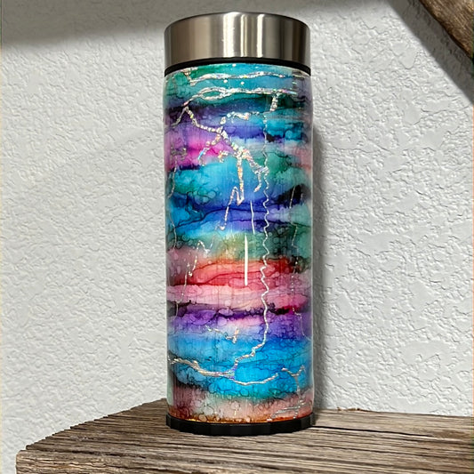 Watercolor and Foil slim can cooler